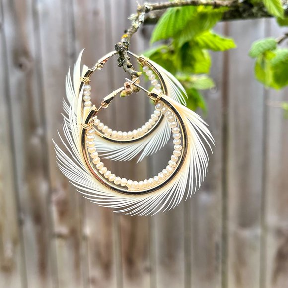 Fringe Hoop Earrings - Natural - Picture 3 of 5